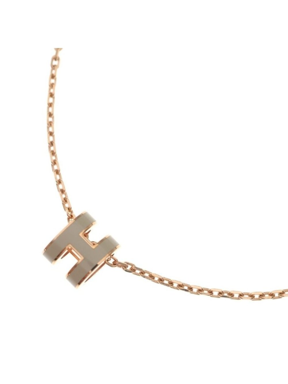 Hermes Pop H Mini H Pendant Chain Pink Gold Beige